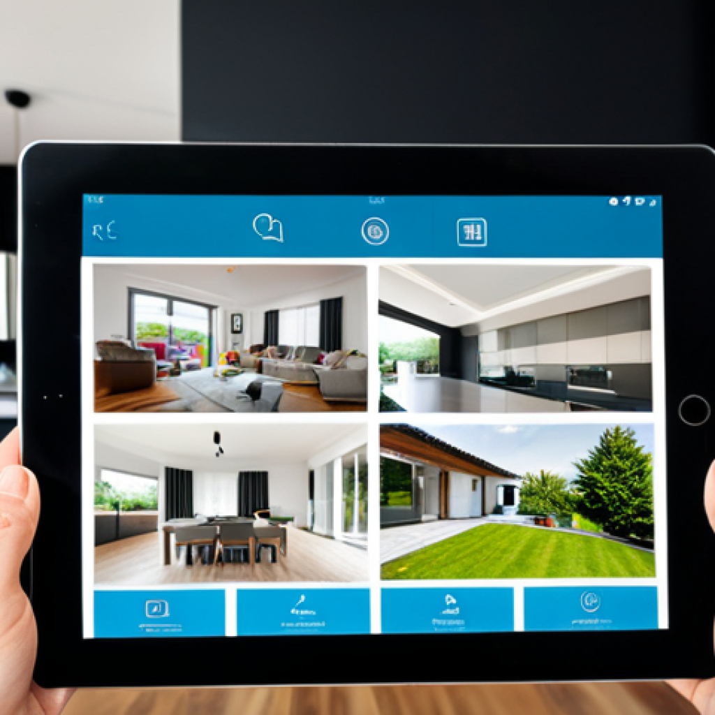 **Smart Home Security Focus:** "A modern German home interior, displaying a Smart Home security system interface on a tablet. Focus on the security features, indicating a safe and protected environment. Fully clothed family members in the background. Safe for work, appropriate content, family-friendly, professional photography, perfect anatomy, natural proportions, well-formed hands, proper finger count, modest clothing, professional."