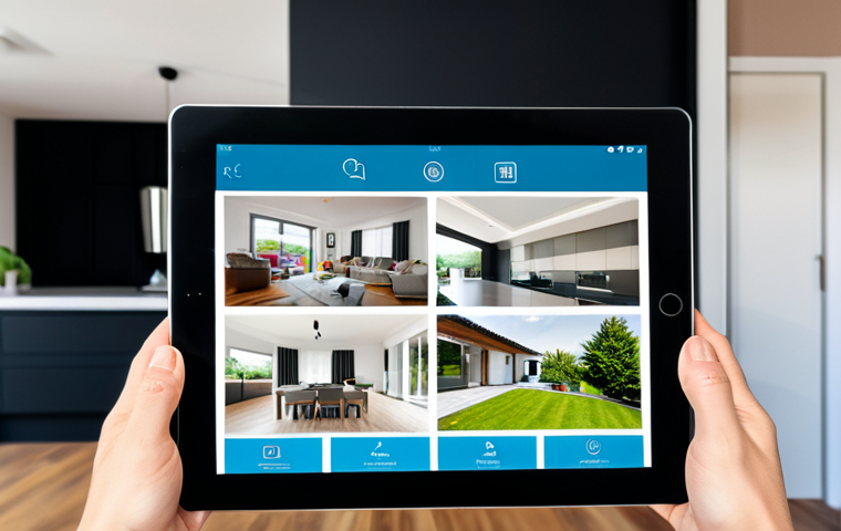 **Smart Home Security Focus:** "A modern German home interior, displaying a Smart Home security system interface on a tablet. Focus on the security features, indicating a safe and protected environment. Fully clothed family members in the background. Safe for work, appropriate content, family-friendly, professional photography, perfect anatomy, natural proportions, well-formed hands, proper finger count, modest clothing, professional."